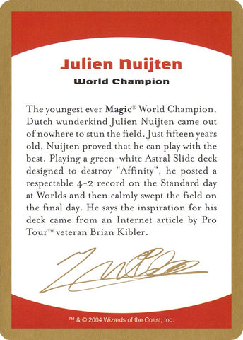 Image for 2004 Julien Nuijten Biography Card [World Championship Decks]