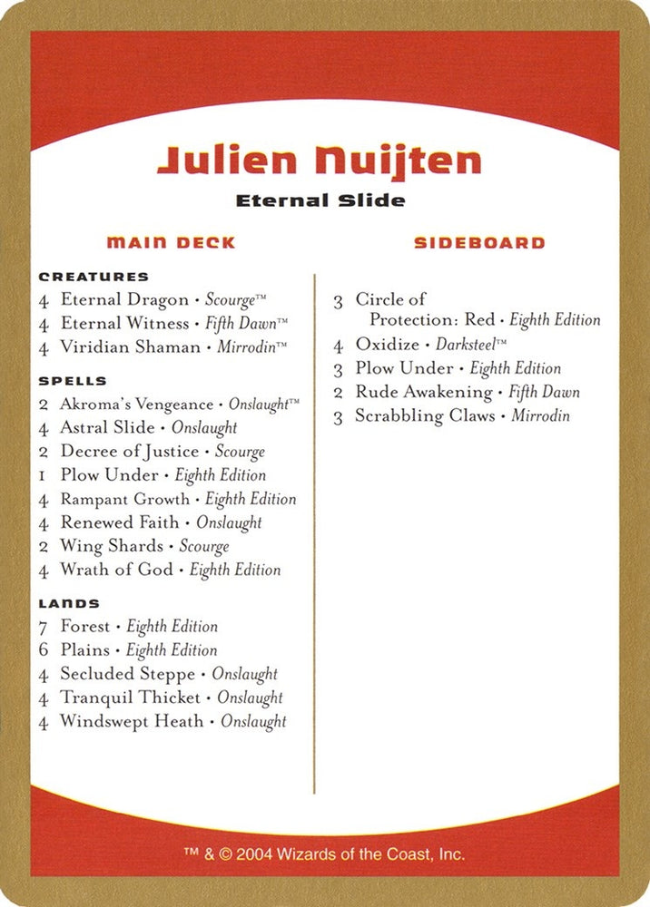 Image for 2004 Julien Nuijten Decklist Card [World Championship Decks]