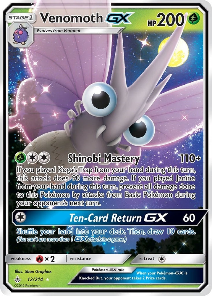 Image for Venomoth GX (12/214) [SM - Unbroken Bonds]