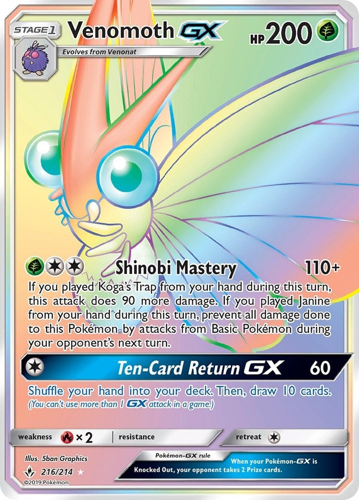Image for Venomoth GX (Secret) (216/214) [SM - Unbroken Bonds]