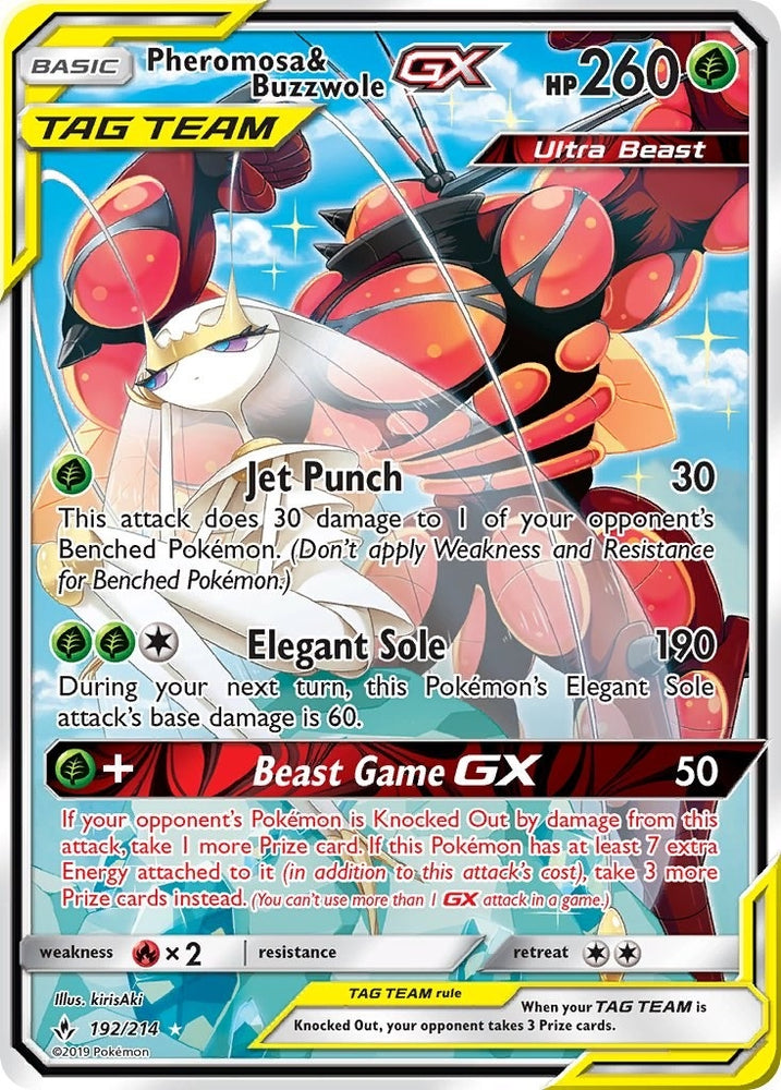 Image for Pheromosa & Buzzwole GX (192) (Alternate Full Art) (192/214) [SM - Unbroken Bonds]