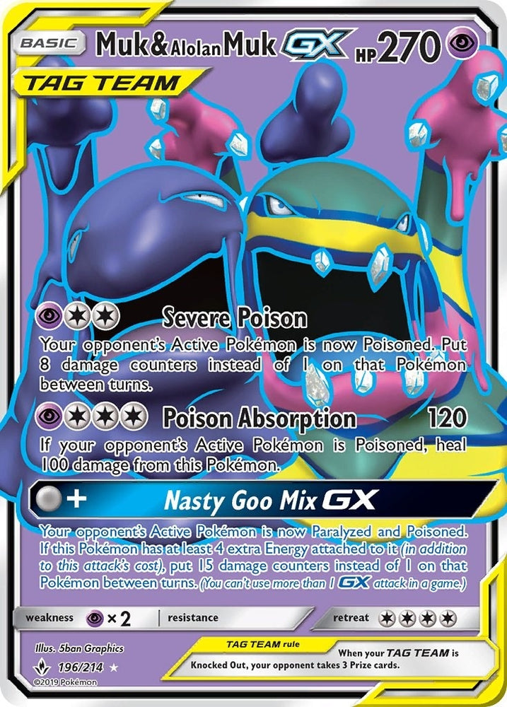 Image for Muk & Alolan Muk GX (196) (Full Art) (196/214) [SM - Unbroken Bonds]