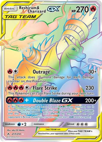 Image for Reshiram & Charizard GX (Secret) (217/214) [SM - Unbroken Bonds]