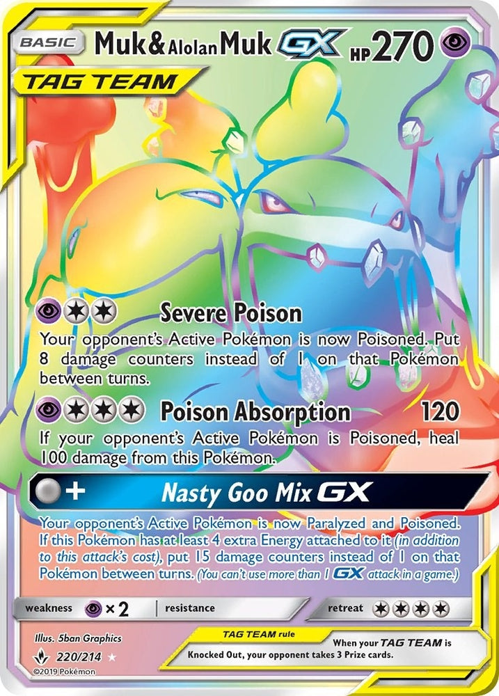 Image for Muk & Alolan Muk GX (Secret) (220/214) [SM - Unbroken Bonds]