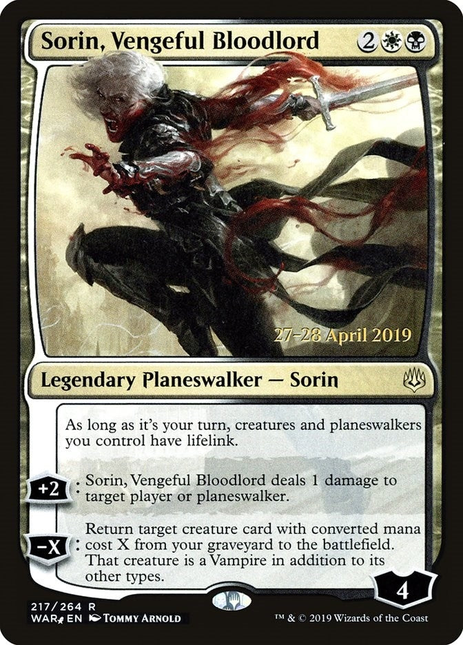 Image for Sorin, Vengeful Bloodlord (217) [Prerelease Cards]