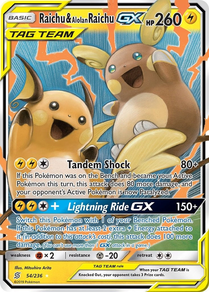 Image for Raichu & Alolan Raichu GX (54/236) [SM - Unified Minds]