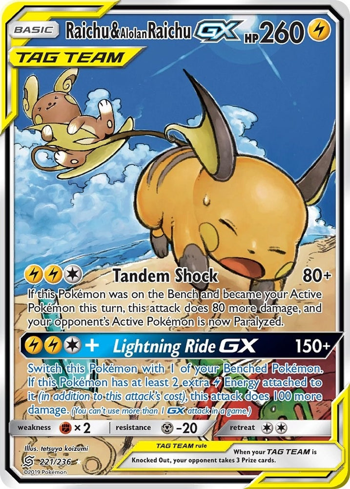 Image for Raichu & Alolan Raichu GX (Alternate Full Art) (221/236) [SM - Unified Minds]