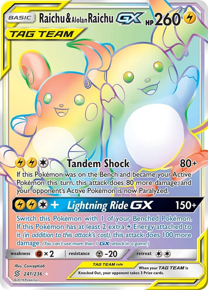 Image for Raichu & Alolan Raichu GX (Secret) (241/236) [SM - Unified Minds]