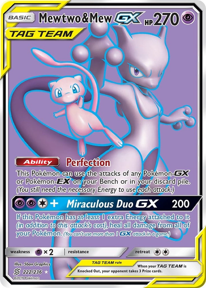 Image for Mewtwo & Mew GX (Full Art) (222/236) [SM - Unified Minds]