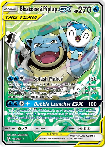 Image for Blastoise & Piplup GX (Alternate Full Art) (215/236) [SM - Cosmic Eclipse]