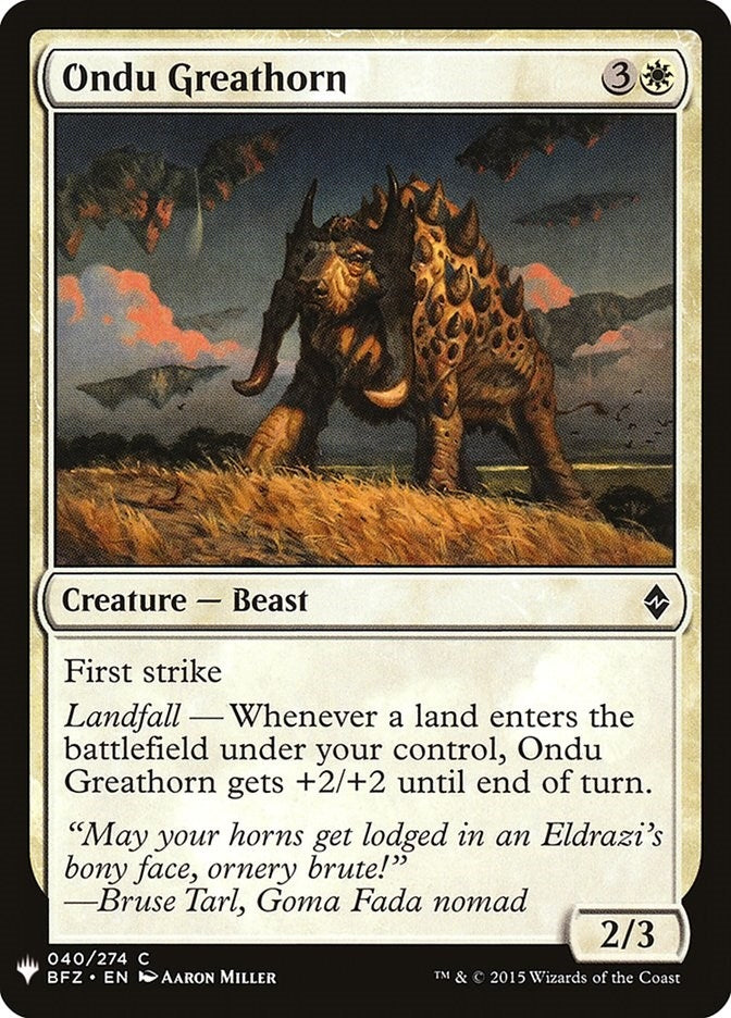 Image for Ondu Greathorn (40) [The List Reprints]