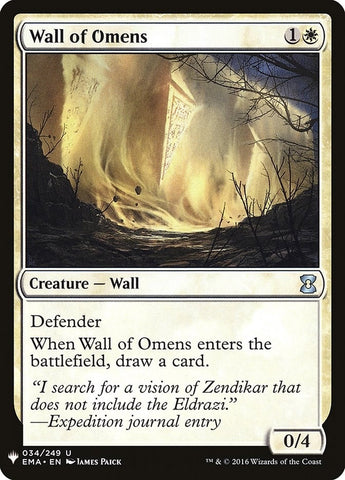 Image for Wall of Omens (EMA) (34) [The List Reprints]