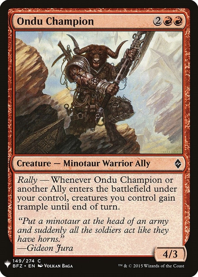 Image for Ondu Champion (149) [The List Reprints]