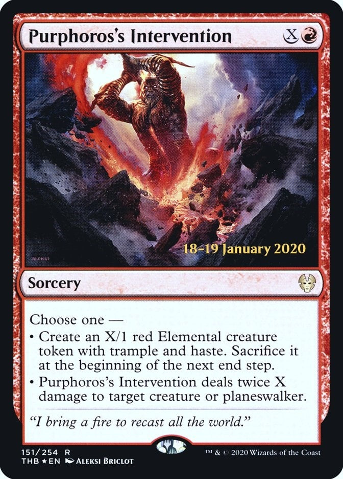 Image for Purphoros's Intervention (151) [Prerelease Cards]