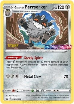 Image for Galarian Perrserker - SWSH008 (Prerelease) [Staff] (SWSH008) [SWSH: Sword & Shield Promo Cards]