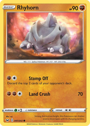 Image for Rhyhorn (097) (097/202) (SWSH01)