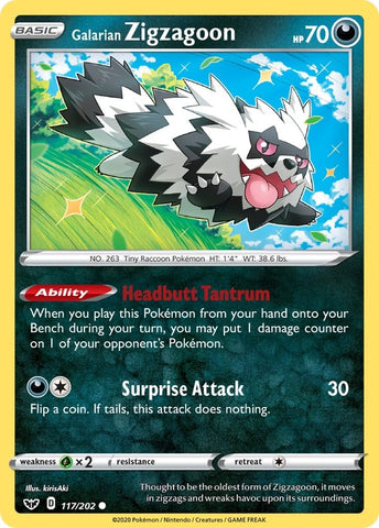 Image for Galarian Zigzagoon (117/202) (SWSH01)