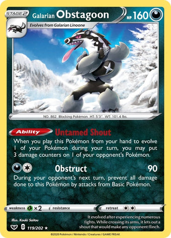 Image for Galarian Obstagoon (119/202) (SWSH01)