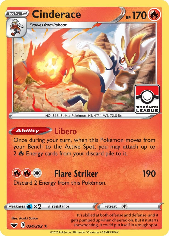 Image for Cinderace (034/202) [League & Championship Cards]