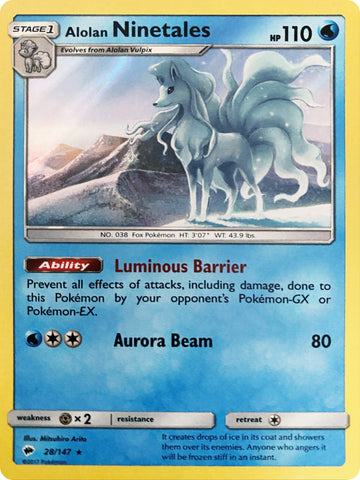 Alolan Ninetales - 28/147 (Water Web Holo) (028/147) (Miscellaneous Cards & Products)