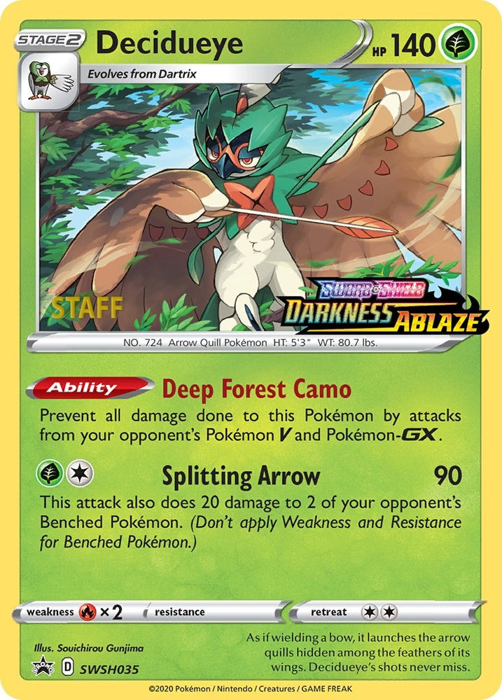 Image for Decidueye - SWSH035 (Prerelease) [Staff] (SWSH035) [SWSH: Sword & Shield Promo Cards]