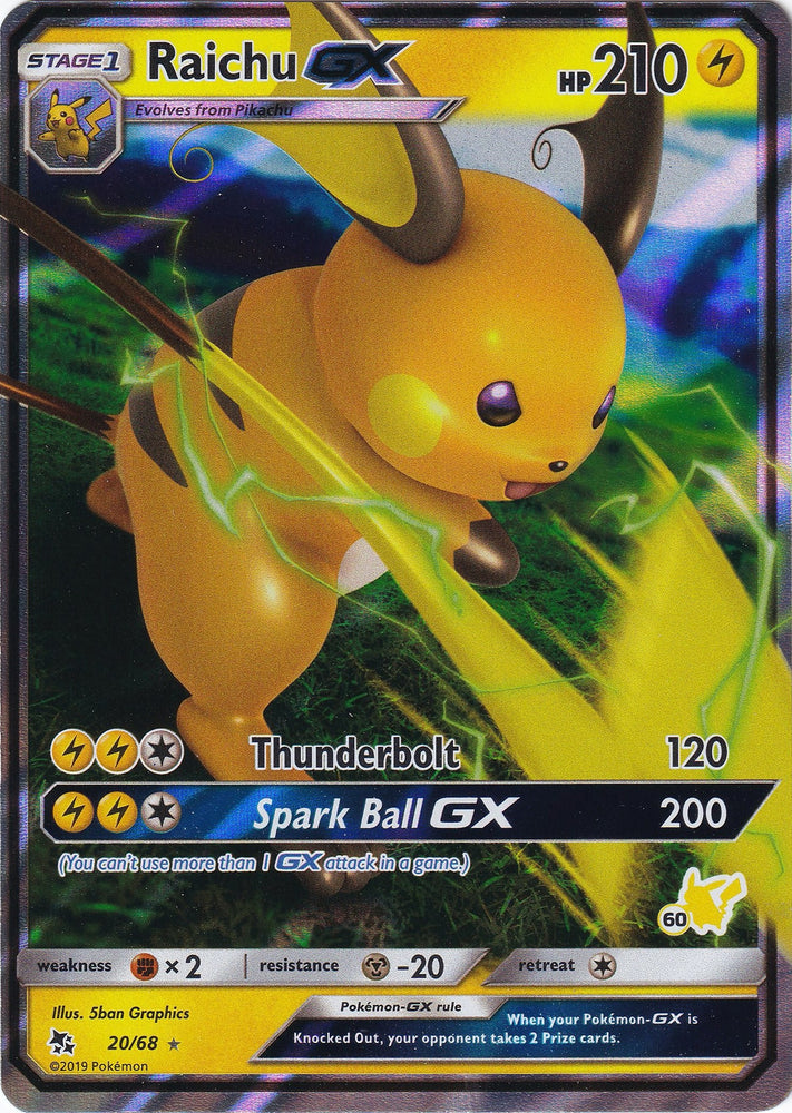 Image for Raichu GX - 20/68 (#60 Pikachu Stamped) (020/068) - Pokemon