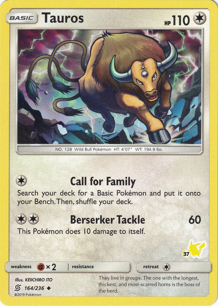 Image for Tauros - 164/236 (#37 Pikachu Stamped) (164/236) - Pokemon