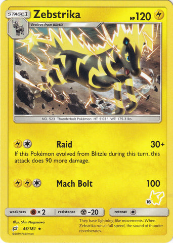 Image for Zebstrika - 45/181 (#16 Pikachu Stamped) (045/181) - Pokemon