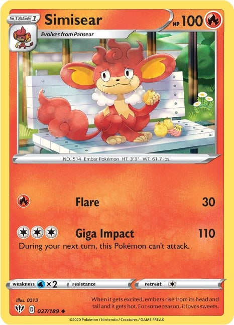 Image for Simisear (027/189) - Pokemon
