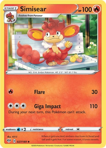 Image for Simisear (027/189) - Pokemon