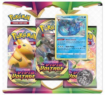 Image for Vivid Voltage 3 Pack Blister [Vaporeon] [SWSH04: Vivid Voltage]