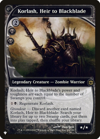 Image for Korlash, Heir to Blackblade (87) [The List Reprints]