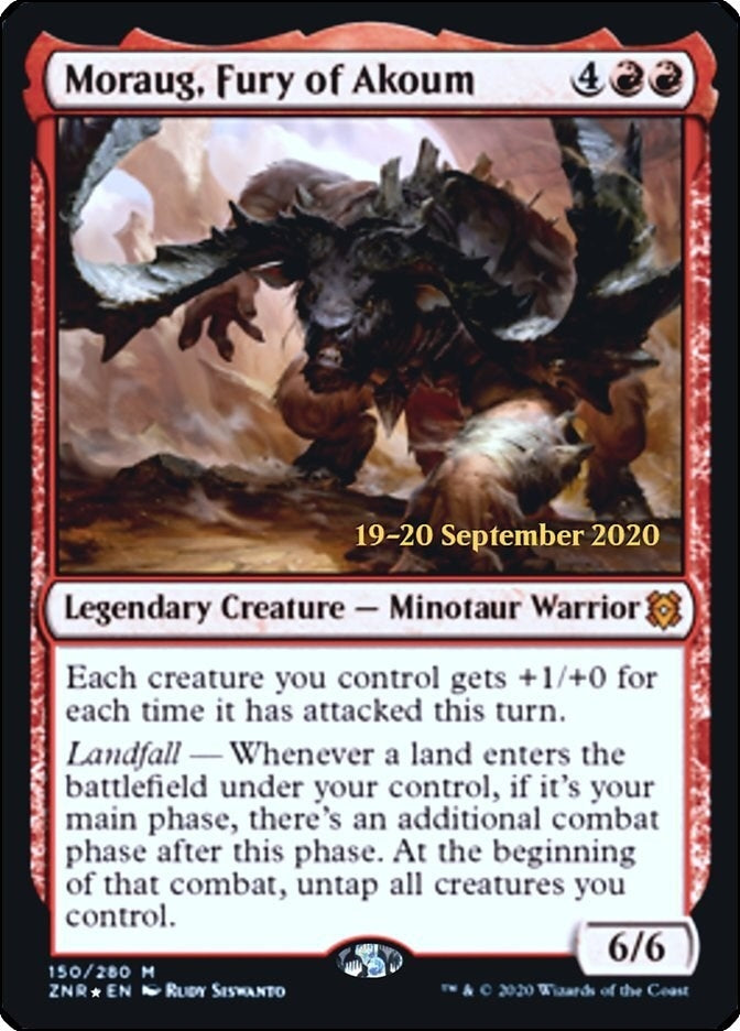 Image for Moraug, Fury of Akoum (150) [Prerelease Cards]