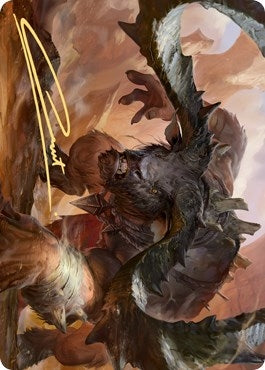 Image for Moraug, Fury of Akoum Art Card (Gold-Stamped Signature) (66) [Art Series: Zendikar Rising]