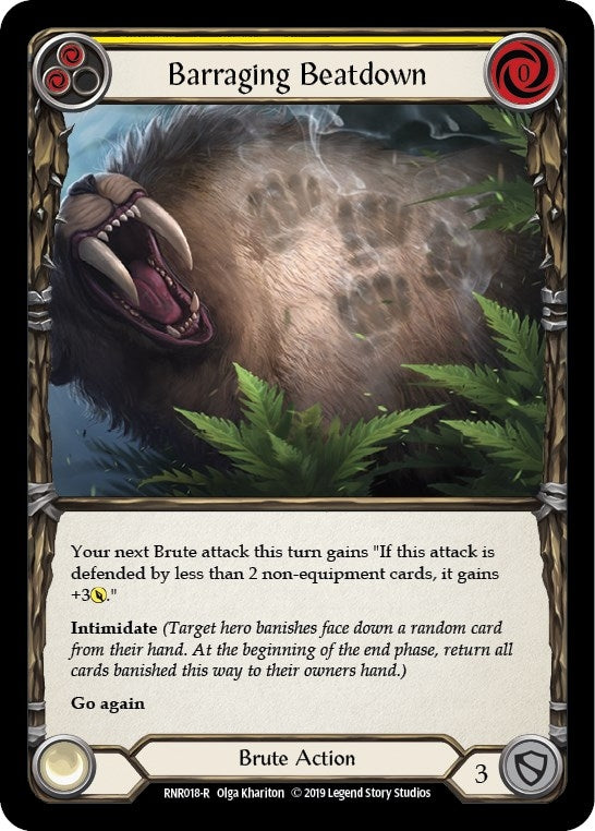 Image for Barraging Beatdown (Yellow) (RNR018) (Hero Deck: Rhinar) - Flesh and Blood TCG