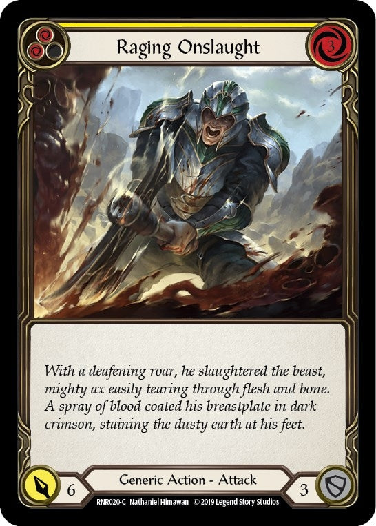 Image for Raging Onslaught (Yellow) (RNR020) (Hero Deck: Rhinar) - Flesh and Blood TCG