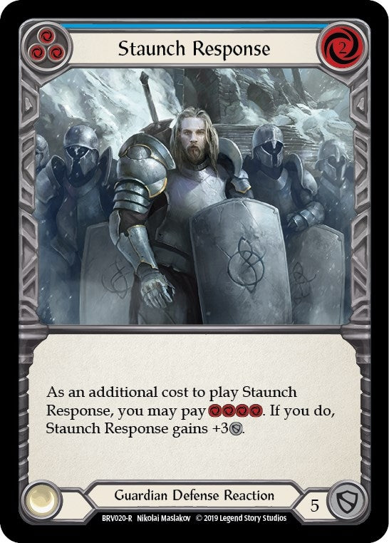 Image for Staunch Response (Blue) (BVO020) (Hero Deck: Bravo) - Flesh and Blood TCG