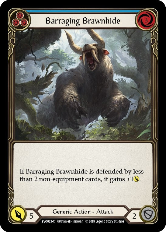 Image for Barraging Brawnhide (Blue) (BVO023) (Hero Deck: Bravo) - Flesh and Blood TCG