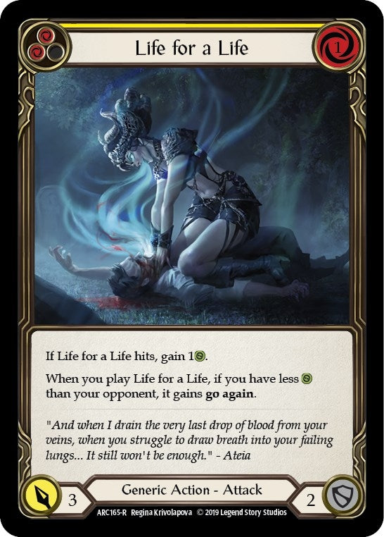 Image for Life for a Life (Yellow) (ARC165) (Arcane Rising) - Flesh and Blood TCG