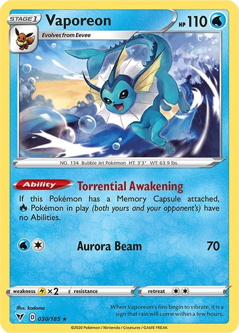 Image for Vaporeon (030/185) - Pokemon