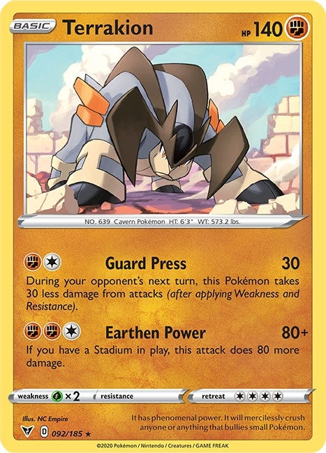 Image for Terrakion (092/185) [SWSH04: Vivid Voltage]