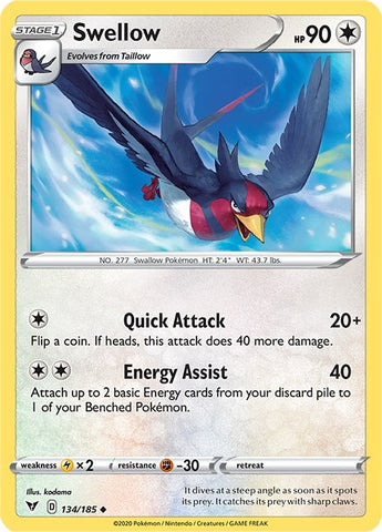 Image for Swellow (134/185) [SWSH04: Vivid Voltage]