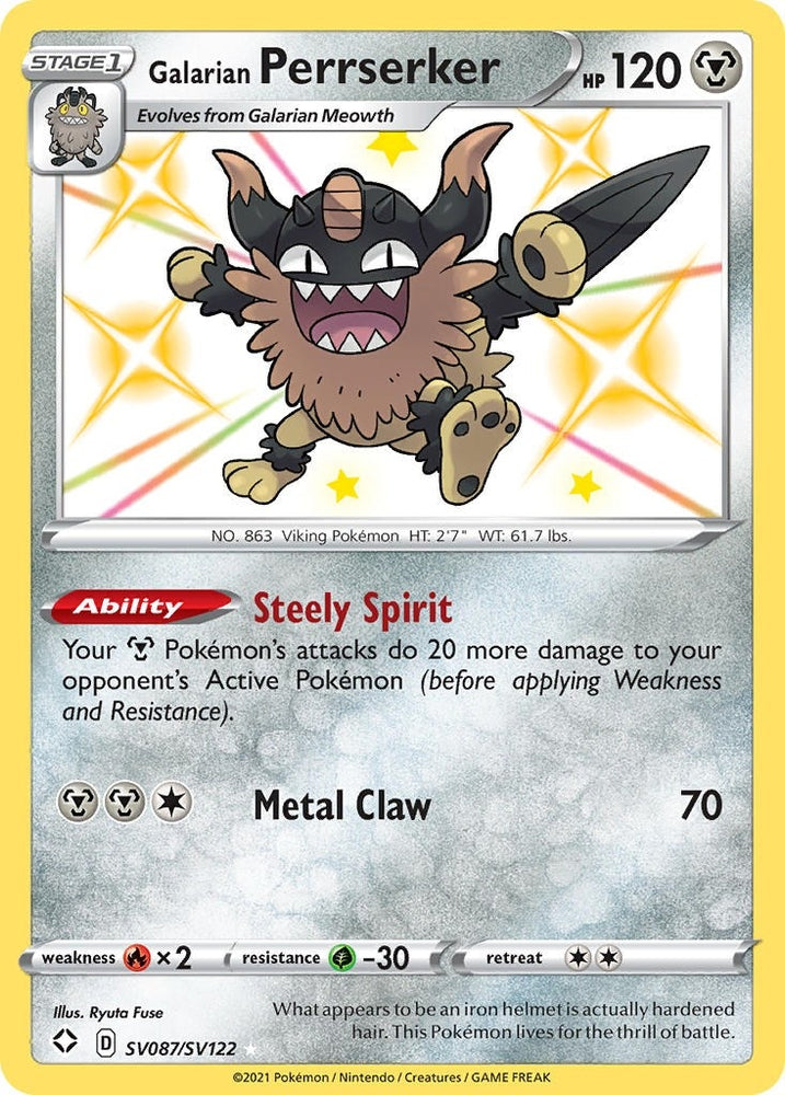 Image for Galarian Perrserker (SV087/SV122) [Shining Fates: Shiny Vault]