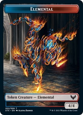 Image for Elemental (2) // Emblem - Rowan, Scholar of Sparks Double-sided Token (9) (2 // 9) [Strixhaven: School of Mages]
