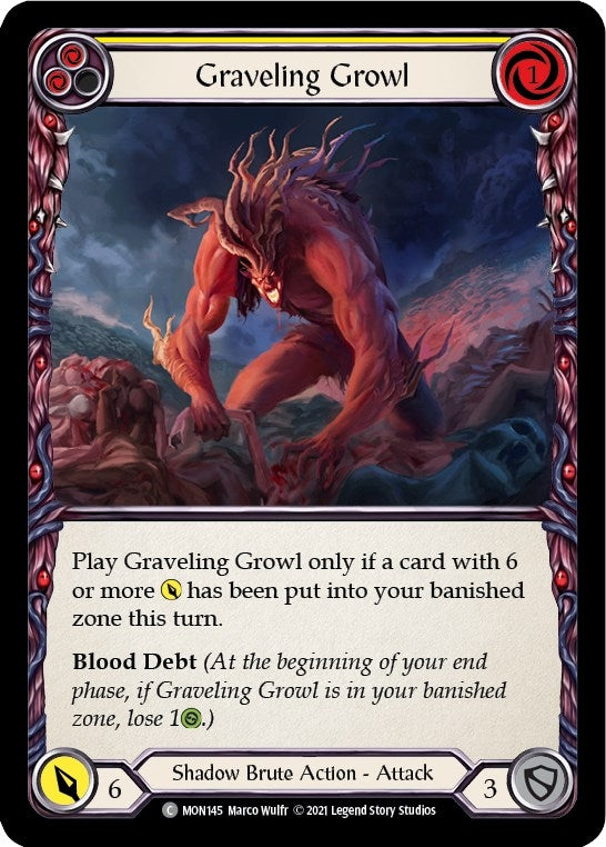 Image for Graveling Growl (Yellow) (MON145) (Monarch) - Flesh and Blood TCG