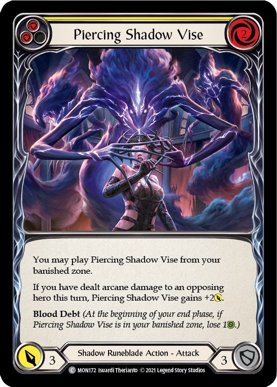 Image for Piercing Shadow Vise (Yellow) (MON172) (Monarch) - Flesh and Blood TCG