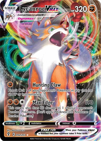 Image for Lycanroc VMAX (092/203) [SWSH07: Evolving Skies]