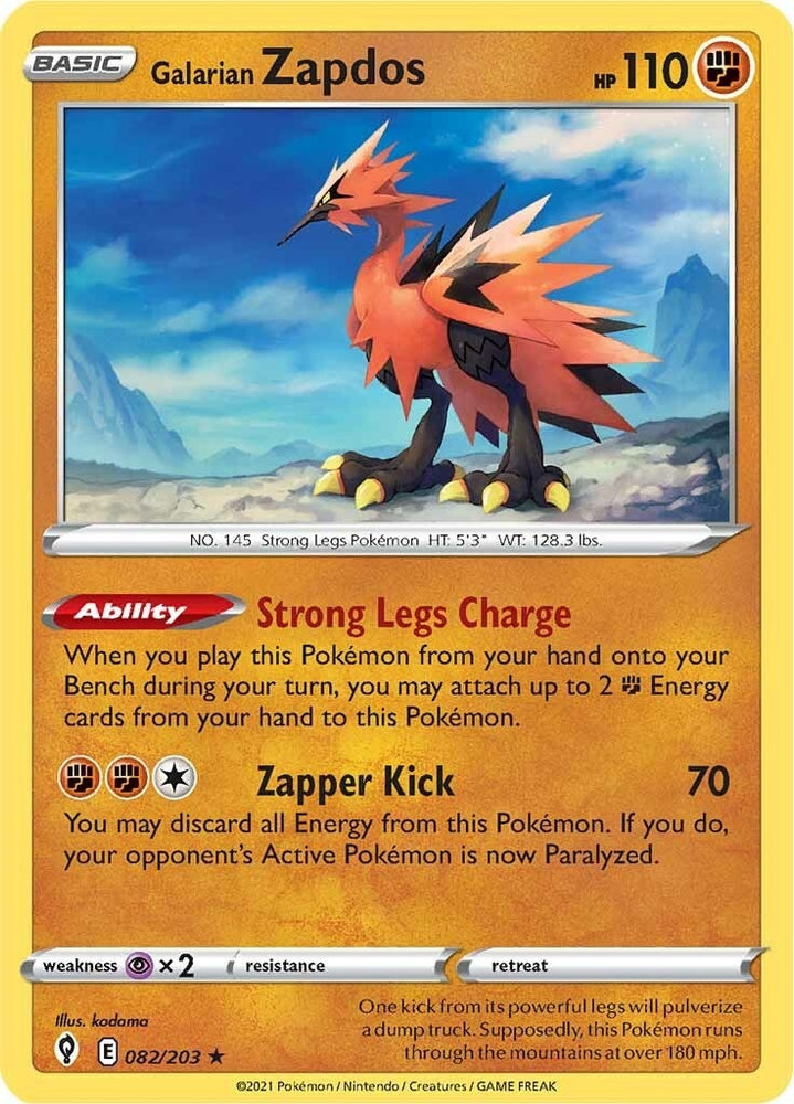 Image for Galarian Zapdos (082/203) [SWSH07: Evolving Skies]