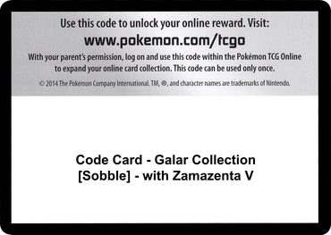 Image for Code Card - Galar Collection [Sobble] - with Zamazenta V - Pokemon