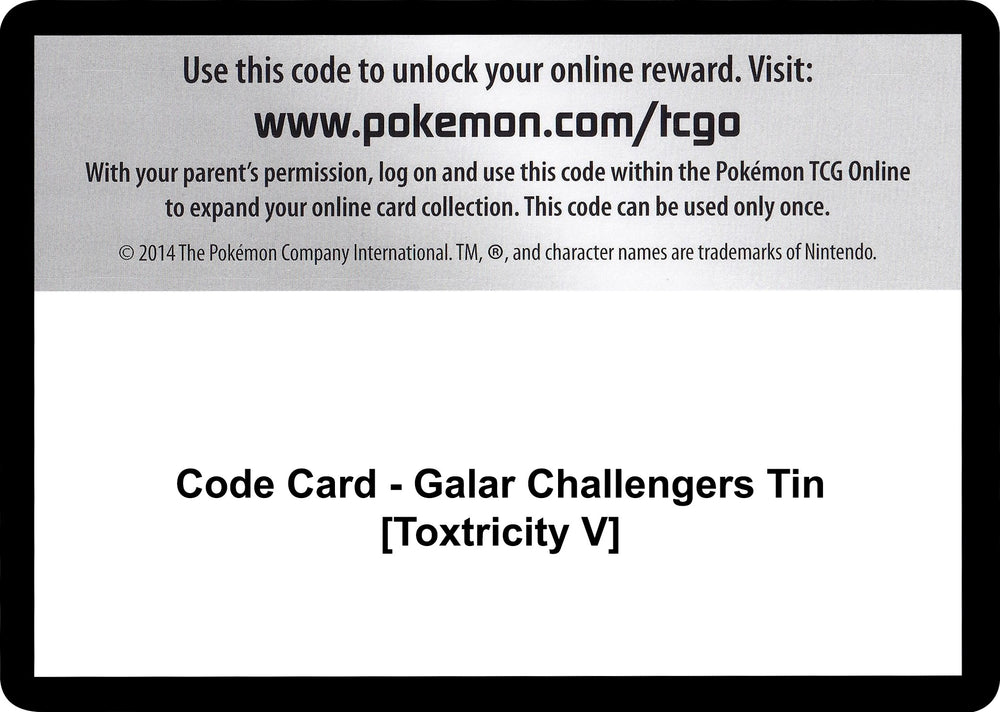 Image for Code Card - Galar Challengers Tin [Toxtricity V] - Pokemon